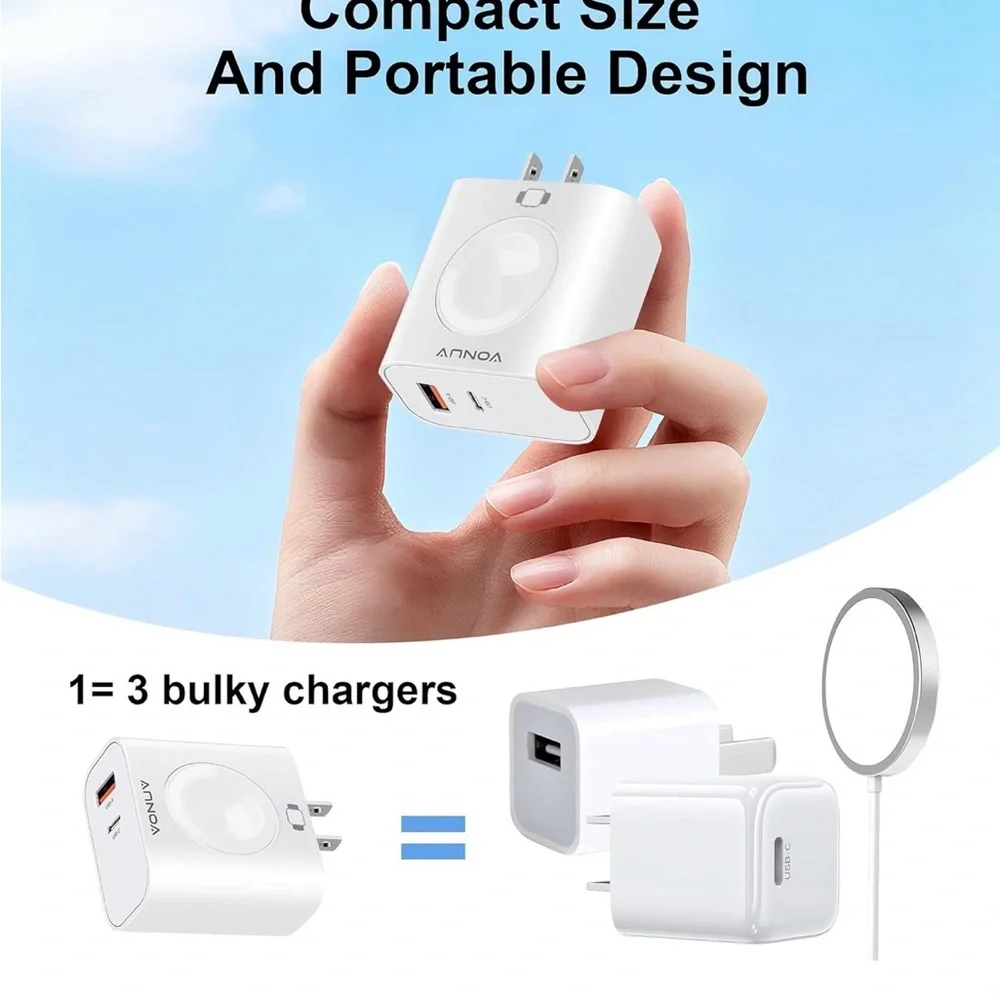 Black Smartwatch Charger with USB-C Adapter